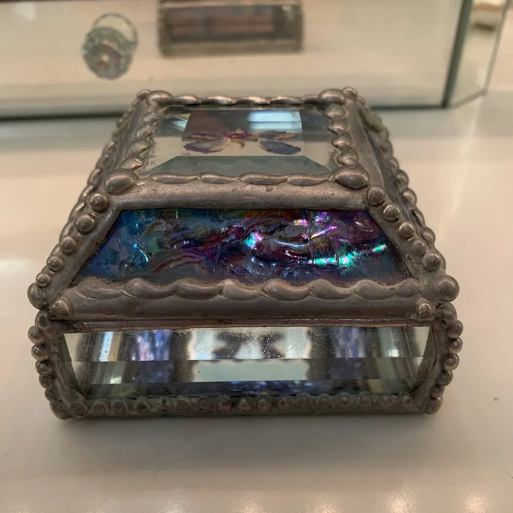 Handmade Iridescent Stained Glass Jewelry Box
